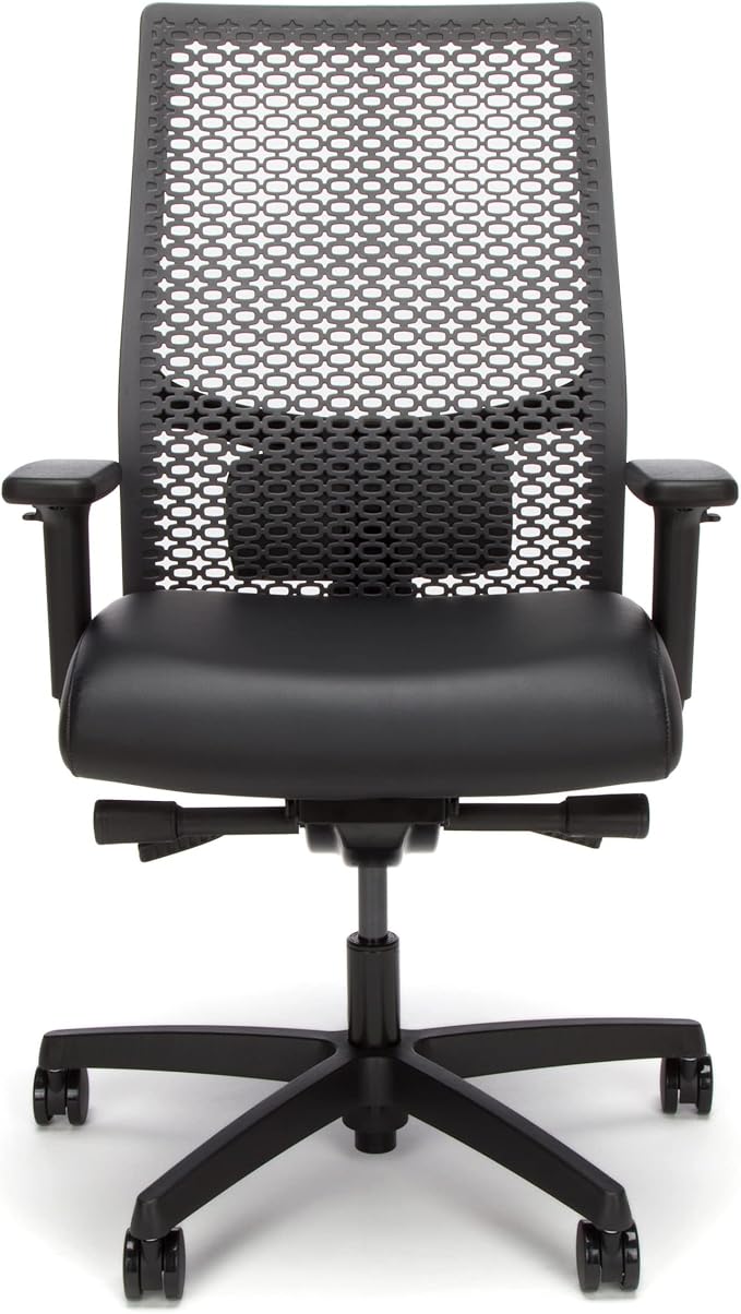 HON Ignition 2.0 ReActiv Ergonomic Office Chair, Standard Synchro-Tilt Recline, Breathable Flex Back, Swivel Wheels, Comfortable Desk Chair for Long Hours, Black Frame, Black