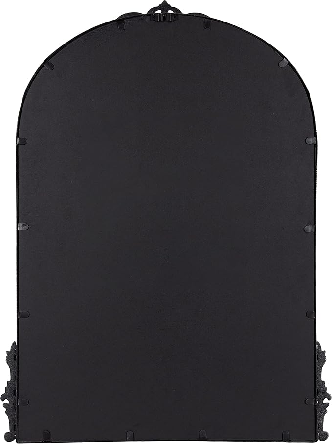 Kate and Laurel Myrcelle Traditional Arched Mirror; 25 x 33; Black; Decorative Vintage Arch Mirror with Ornate Garland Detailing Along The Crown and Edges of The Frame