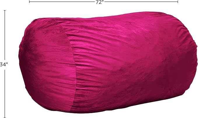 Sofa Sack Bean Bag Chair Cover Only,for Adults and Kids,Without Filling Comfy Fluffy Round or Oval Beanbag Chair Cover Replacement,Lazy Sofa Cover for Reading Chair or Floor Chair,6-Feet,Magenta