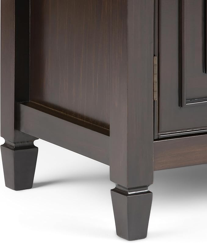 SIMPLIHOME Connaught SOLID WOOD 40 Inch Wide Traditional Entryway Storage Cabinet in Dark Chestnut Brown, For the Living Room, Entryway and Family Room