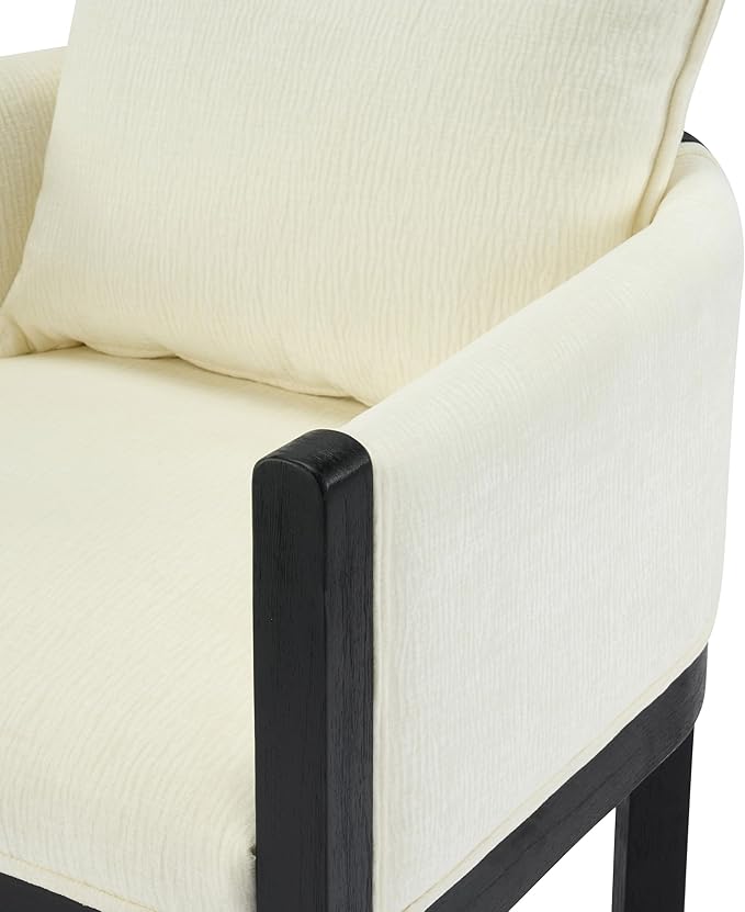 Christopher Knight Home Lucid Linen Upholstered Dining Chairs Set of 2, Rubber Wood Dining Room Chairs, Modern Armchair, Extra Seating for Dining Room, Versatile Indoor Furniture, White + Black