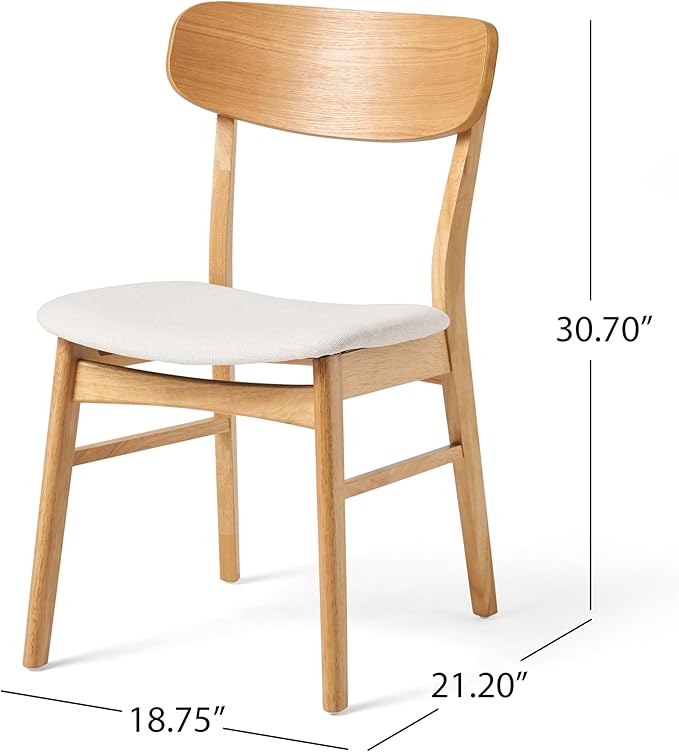 Merax 5-Piece Dining Set, Solild Wood Table & Chairs with Backrests for 4, Farmhouse Natural Kitchen Furniture for Home, Dining Room, Natural Oak+Beige