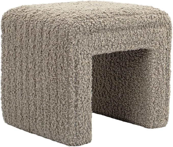 Get Set Style Vanity Stool Chair,Modern Wool Ottoman Foot Stool with Wooden Legs for Sofa Ottoman Bench Footstool Extra Seat for Vanity,Makeup Room,Living Room,Entryway(Fully Assembled)