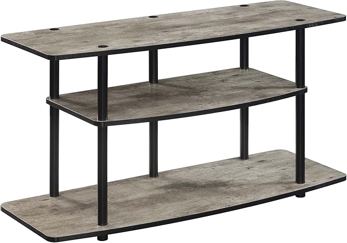 Convenience Concepts Designs2Go No Tools 3-Tier Wide TV Stand 42" - Entertainment Center for TVs up to 46 Inches, Modern TV Mount with Shelves for Living Room, Faux Birch/Black