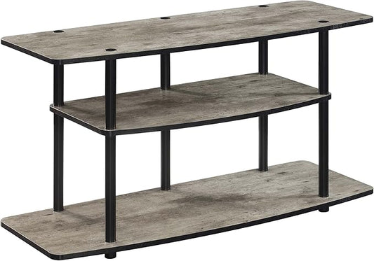 Convenience Concepts Designs2Go No Tools 3-Tier Wide TV Stand 42" - Entertainment Center for TVs up to 46 Inches, Modern TV Mount with Shelves for Living Room, Faux Birch/Black