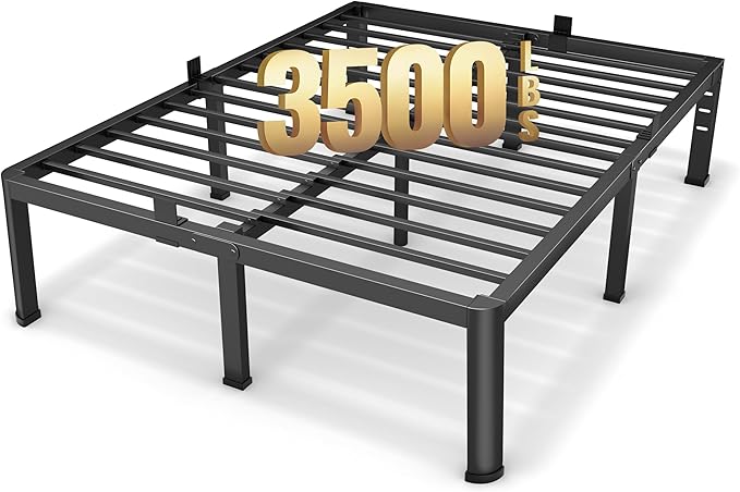 20 Inch Queen Size Metal Platform Bed Frame with Round Corners, Storage Space Under High Bed Frame-Heavy Duty Steel Slats Support, Noise Free - Easy Assembly - No Box Spring Needed