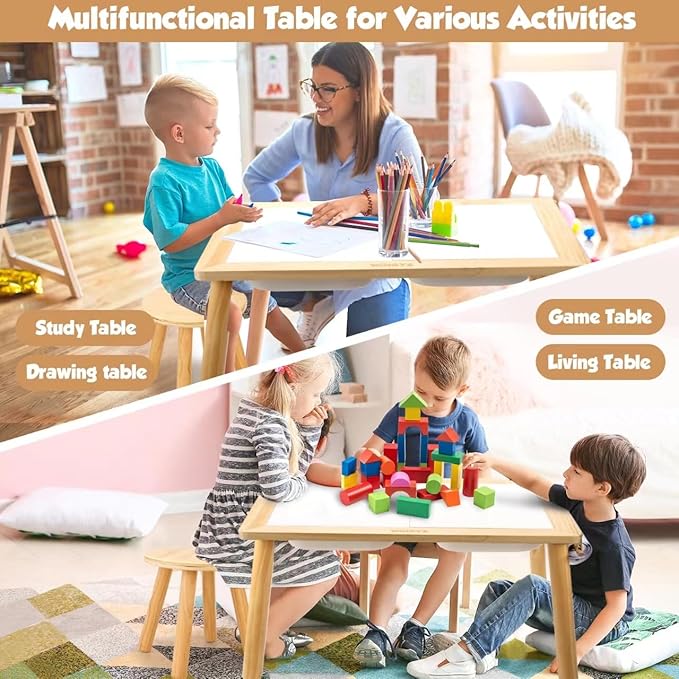 wingyz Sensory Table and Chair Set, 3 in 1 Kids Table for Play Study Art Dining Toys Storage, Sensory Activity Tables for Toddler with Storage Bins, Children's Gifts for Boys and Girls