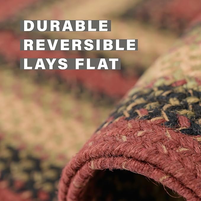 Highland Multi Color Jute Braided Rug Runner, 22x72 Rectangle - Warm Country and Lodge Decor, Perfect for Kitchens and Entryways - Reversible and Easy to Clean