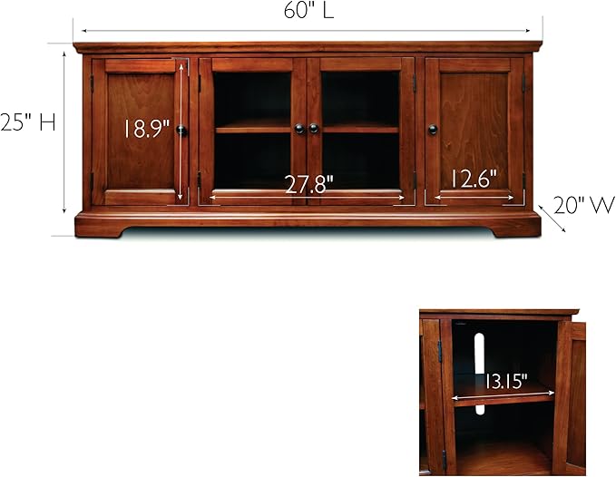 Leick Home 87360 TV Stand with Enclosed Storage For 65" TV's, Westwood Brown Cherry