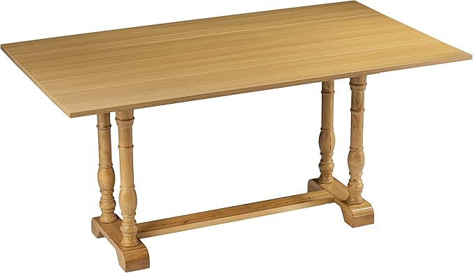 SEI Furniture Edenderry Farmhouse Folding Trestle Console to Dining Table – Natural Oak
