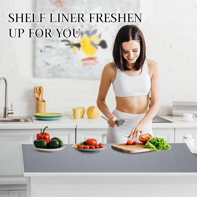 Beautysaid Shelf and Drawer Liner for Kitchen Cabinet, Non Adhesive Non Slip Shelf Paper Waterproof Washable Thickened for Dresser Pantry Shelve Bathroom Protector Liner(Gray,12 in x 20FT)