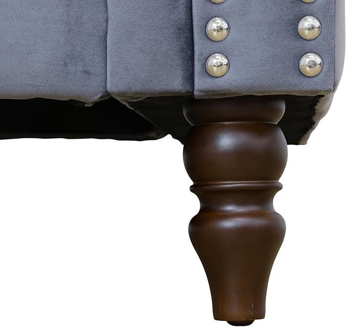 Accent Chair, Single Couch Chair with Style Button Tufted, Scroll Arms and Nailhead for Living Room, Office, Apartment, Grey