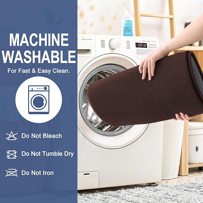OLANLY Thick Memory Foam Bath Mat Rug 47x17, Extra Soft Absorbent Bathroom Rug, Quick Dry Bath Mats, Non-Slip, Machine Washable Carpet for Bathroom, Tub and Shower, Home Decor Accessories, Brown