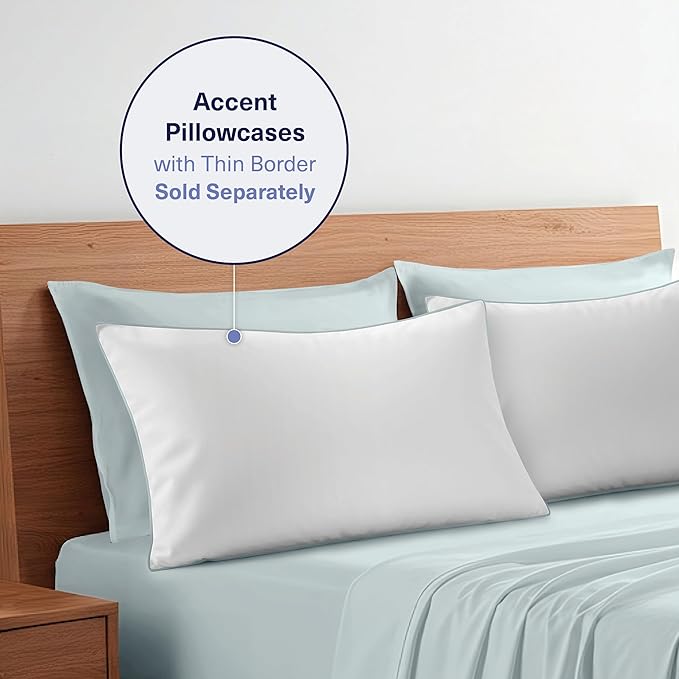 Kickoff Viscose Bamboo Sheets Full Size 4-pc 100% Organic Bamboo Viscose Bed Cooling Sheets Full Size Set Cool Bedding for hot Sleepers Sheet, Flat, Fitted, Pillowcases (Coastal Blue, F)