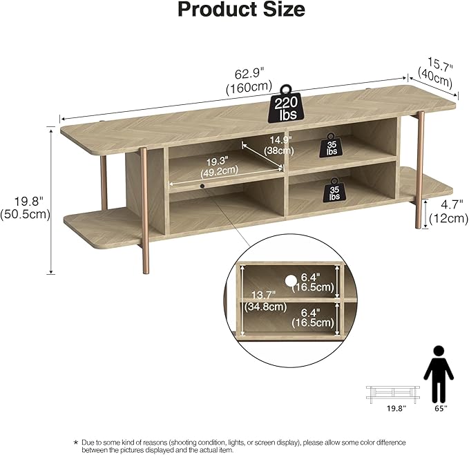Giluta TV Stand for TV up to 75 Inch, Wood TV Cabinet with Open Storage, Entertainment Center TV Console Table, Coffee Table for Living Room (Light Oak)