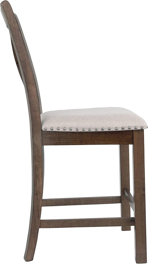 Signature Design by Ashley Moriville Rustic Farmhouse 24.5" Upholstered Barstool, 2 Count, Beige & Brown