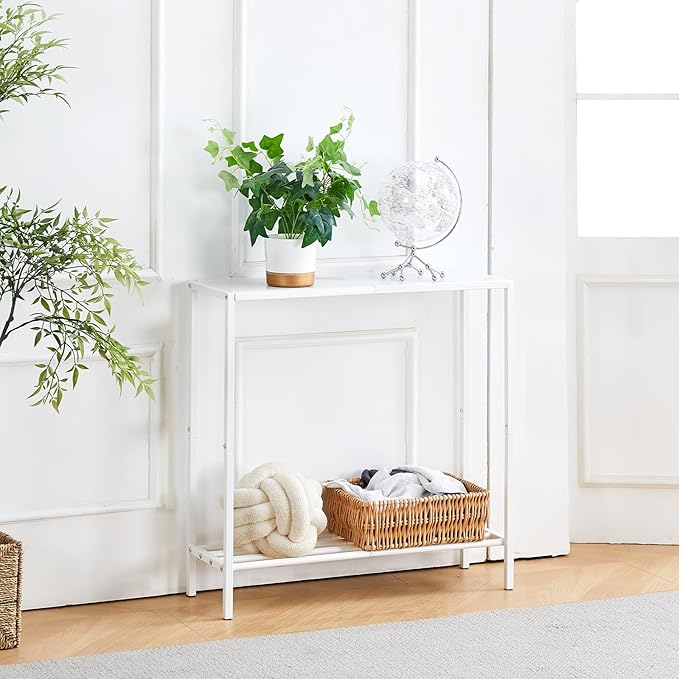 Wimarsbon 29.5" Sofa Tables, Narrow Console Table, 2 Tier Thin Sofa Table, Small Entryway Table with Shelf, Side Display Stand, Metal Frame Sturdy for Hallway, Living Room