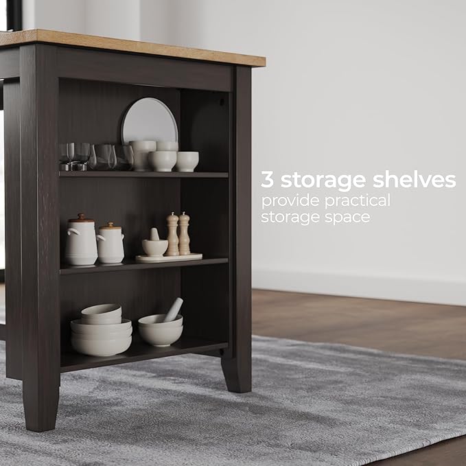 Signature Design by Ashley Gesthaven Contemporary Counter Height Dining Table with 3 Shelves and Trestle Base, Light Brown & Dark Brown