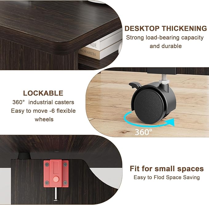 GarveeHome Folding Dining Table, Space Saving Farmhouse Dining Table for 4 Storage Shelf, 6 Wheels Multipose Expandable Kitchen Drop Leaf Table for Small Space (Dark Walnut, 47.2"D x 23.6"W x 29.5"H)
