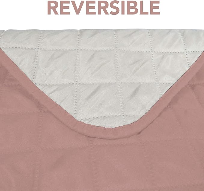 PureFit Reversible Sofa Cover Water Resistant Loveseat Couch Cover, Machine Washable Furniture Cover with Non-Slip Foam and Adjustable Strap for Dogs, Pets (Loveseat, Pink/Ivory)