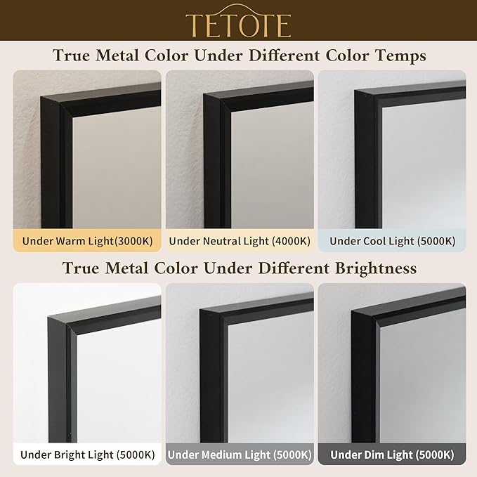 TETOTE Matte Black Beveled Framed Bathroom Mirror 60" x 30" Large Black Rectangle Metal Vanity Wall Mirror for Bathroom Sink, Modern Farmhouse, Tempered Glass, Shatterproof, Stronger Frame