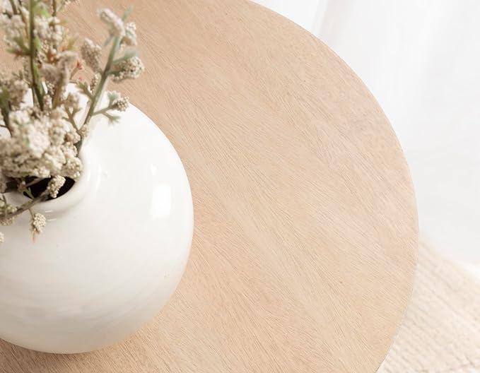 Kate and Laurel Foxford Modern Tiered Round Drink Table, 12 x 12 x 30, Light Natural, Transitional Two-Tier Circle Plant Stand for Use as Living Room Pedestal Table or Small Bedroom Nightstand