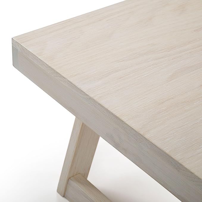 Plank+Beam Classic Rectangular Coffee Table, 40 Inch Farmhouse Coffee Table, Mini Center Tables for Small Spaces, Small Living Space Tea Table, White Sand Wirebrush