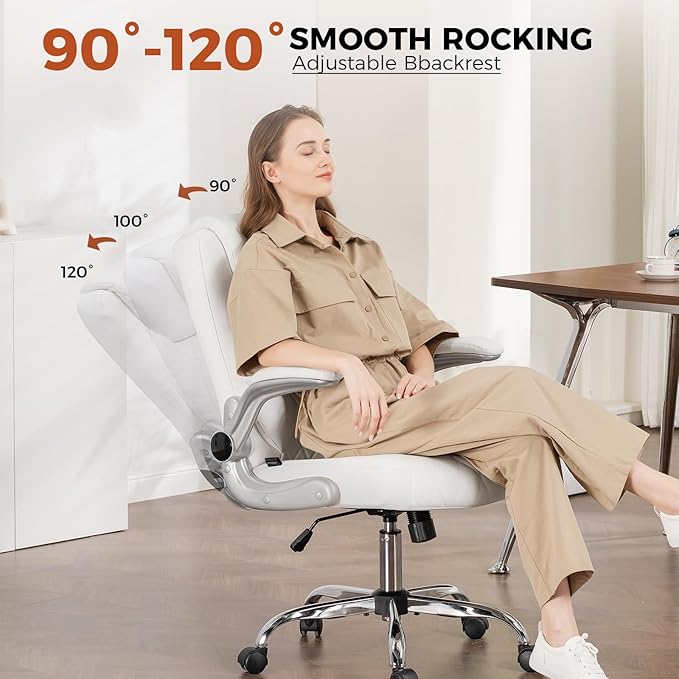 COMHOMA Leather Office Chair Ergonomic Computer Gaming Chair with Comfy Back Support, Executive Mid-Back,Small Gmaing Chair with Adjustable Armrests, for Short People Use, Rolling Swivel for Adults