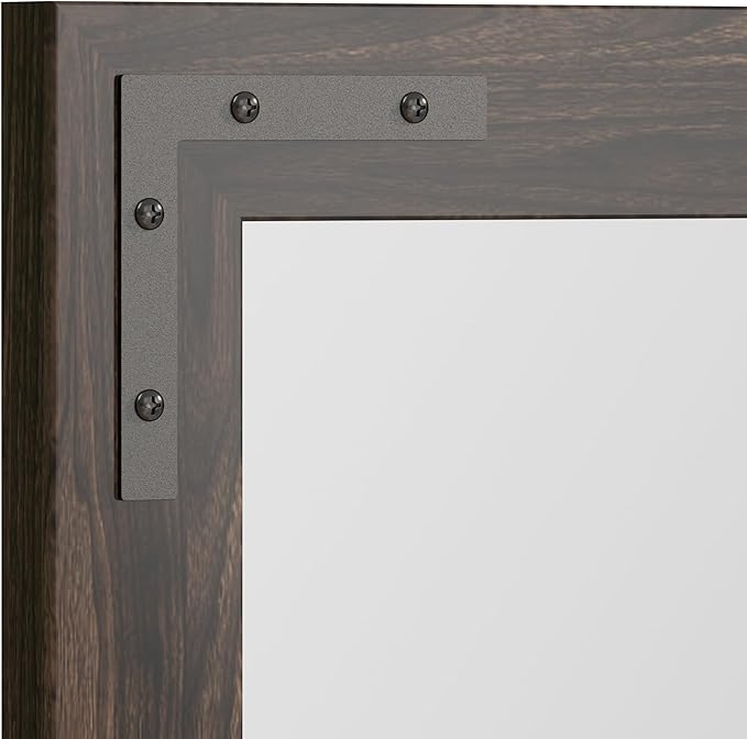 VocalStar Black Wood Framed Mirror 24 x 36 Inch, Rustic Natural Black Wooden Rectangle Bathroom Vanity Wall Mirror for Farmhouse Boho Decor, 1/4-inch Shatterproof Glass | Waterproof