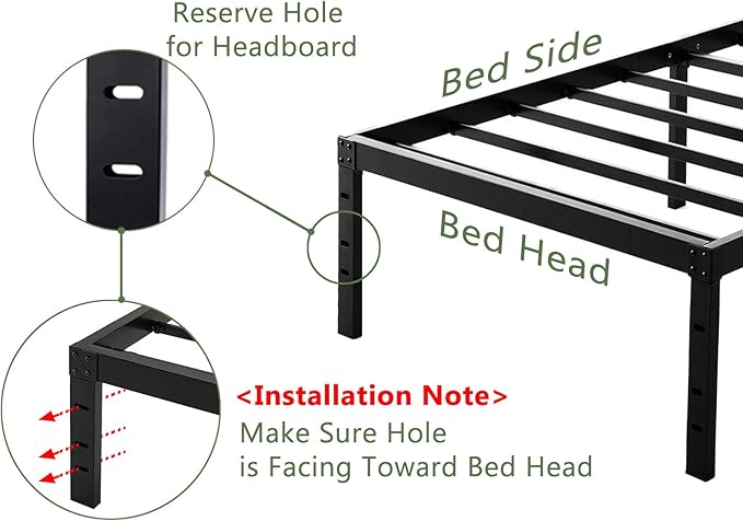 45MinST 18 Inch Platform Bed Frame/Easy Assembly Mattress Foundation / 3000lbs Heavy Duty Steel Slat/Noise Free/No Box Spring Needed, Twin