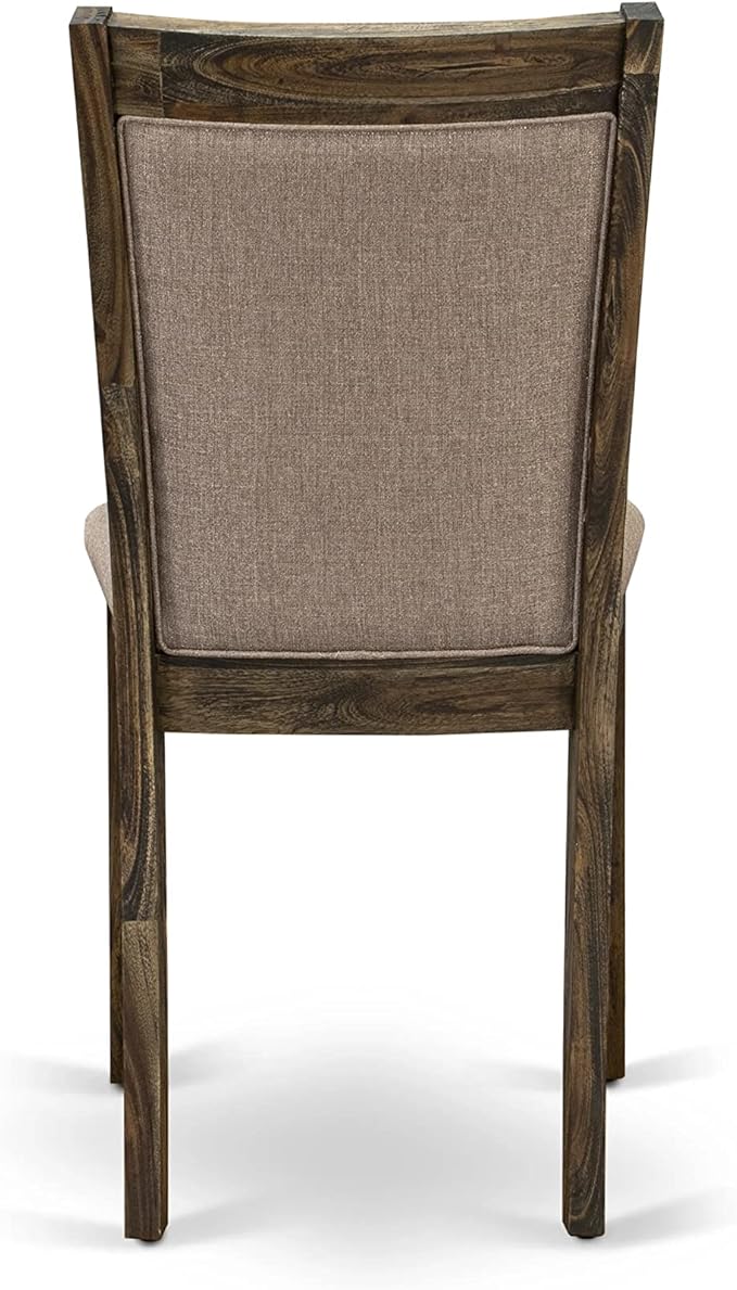 East West Furniture X727MZ716-6 6 Piece Dinette Set Contains a Rectangle Dining Table with X-Legs and 4 Dark Khaki Linen Fabric Parson Chairs with a Bench, 40x72 Inch, Multi-Color
