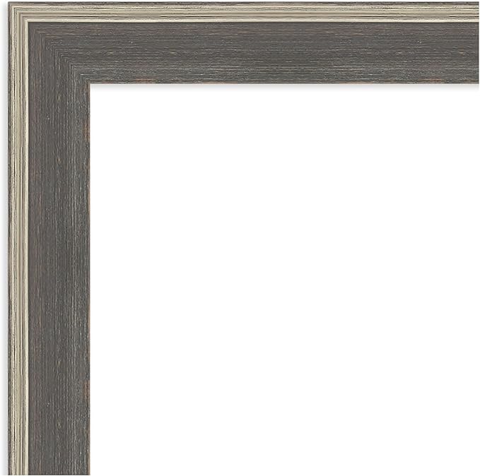 Amanti Art Grey Wall Mirror 25x25 Cottage Grey Silver Square Bathroom Mirror for Wall Decor Living Room, Medium Casual Wood Frame, Hangs Horizonally and Vertically, Bathroom Decor, Beveled Edge