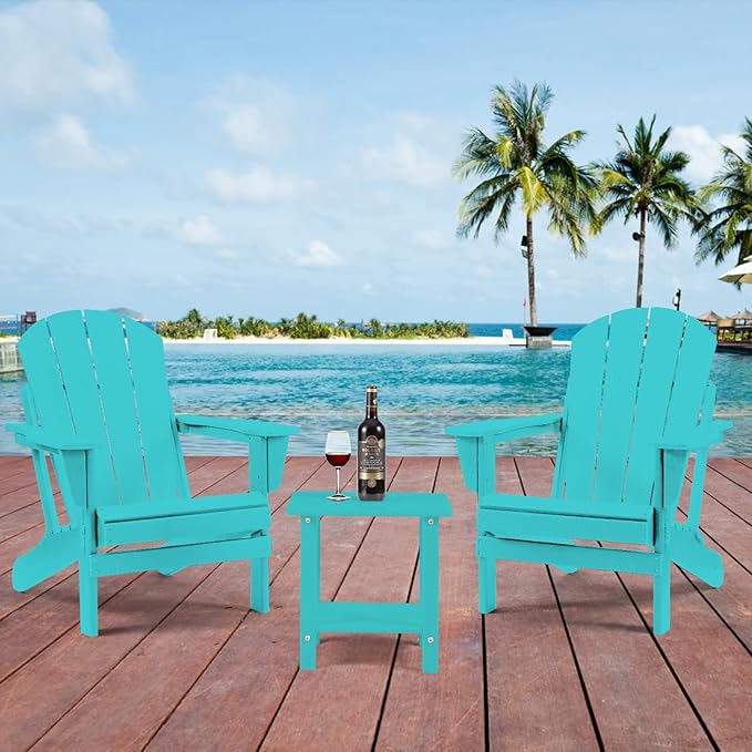 Adirondack Outdoor Side Table, 2-Tier Sturdy Patio End Table Weather Resistant, 16.5" Solid Side Table for Patio, Pool, Porch