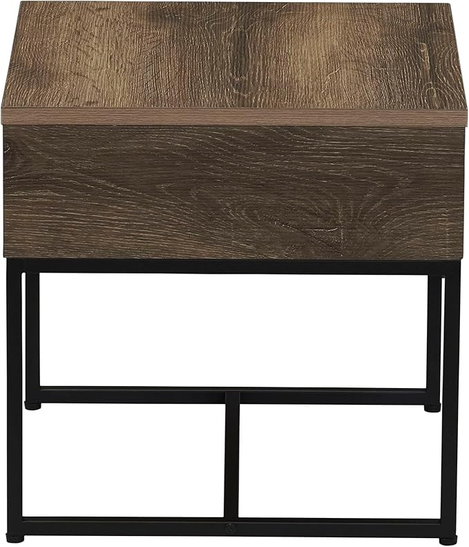 Household Essentials Wrap Square Side End Table Ashwood Rustic Wood Grain and Black Metal