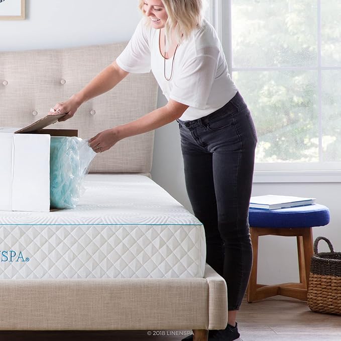 Linenspa 4 Inch Gel Swirl Memory Foam Topper + Cover-Contouring Comfort-Gel Infusion-Machine Washable-Cover, Cal King