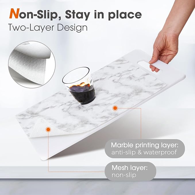 Beautysaid Shelf and Drawer Liner for Kitchen Cabinet, Non Adhesive Non Slip Shelf Paper Waterproof Washable Thickened for Dresser Pantry Shelve Bathroom Protector Liner(Marble,23.6 in x 30 FT)