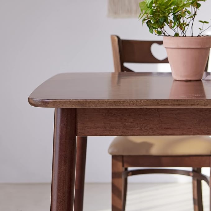 Livinia Aslan 47" Malaysian Oak Rectangular Wooden Dining Table/Solid Wood Kitchen Desk (Walnut)