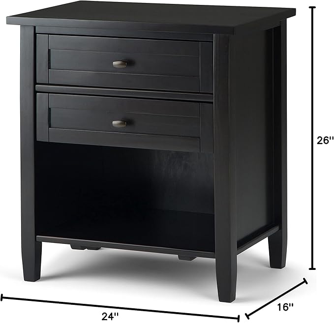 SIMPLIHOME Warm Shaker SOLID WOOD 24 Inch Wide Transitional Bedside Nightstand Table in Hickory Brown, For the Living Room and Bedroom