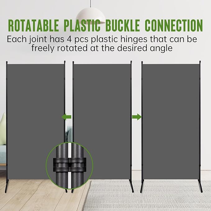 JVVMNJLK Indoor Room Divider, Portable Office Divider, Room Divider Wall Screen 3 Panel, Folding Partition Privacy Screen Walls Dividers for Room Separator 102" W x 71.3" H, Grey