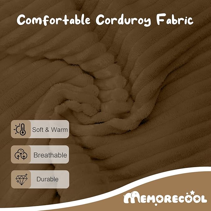 MeMoreCool Kids Couch for Playroom, Corduroy Convertible Toddler Couch, 8 Piece Modular Play Sofa, Foam Fort Building Set for Child Room Furniture, Brown