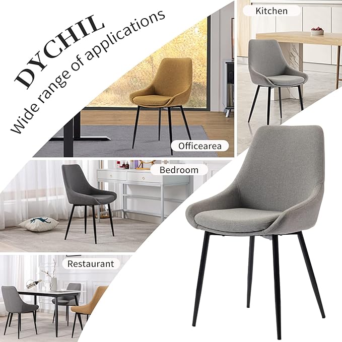 Dining Chairs Set of 2 Ergonomic Living Room Chairs Dark Grey Kitchen Chairs,Loads Up to 270lbs,Quick Assembly,Dining Room Chairs with Arms for Kitchen,Dining, Bedroom, Living Room