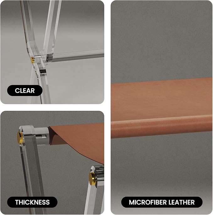 Sumerflos Acrylic Luggage Rack for Guest Room - Foldable Suitcase Stand with Leather Straps for Bedroom Living Room Hotel Heavy-Duty, Holds up to 50-100 lb lightweight Space Saving (Brown(whole) - 1 Pcs)