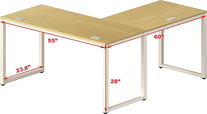 SHW 55 x 60 Inches Commercial-Grade L-Shape Corner Office Computer Desk, Oak
