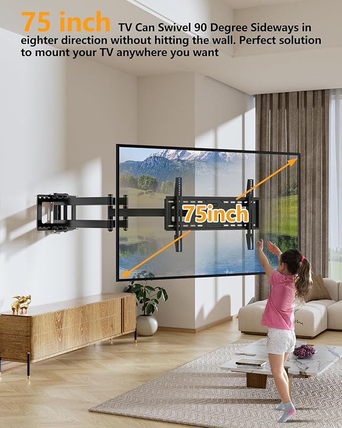 FORGING MOUNT Long Extension TV Mount, Heavy Duty Dual Arm Full Motion TV Wall Mount Bracket with 43 inch Long Arm,Fits 50 to 90 Inch LCD, OLED 4K Flat/Curve TVs, Holds up to 165 lbs,VESA800x400mm