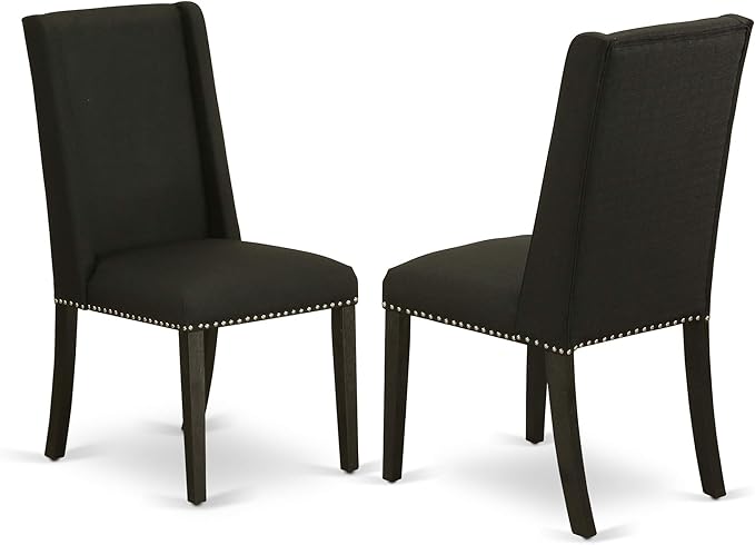 East West Furniture X697FL624-5 5 Piece Kitchen Table & Chairs Set Includes a Rectangle Dining Table with X-Legs and 4 Black Linen Fabric Parson Dining Chairs, 40x72 Inch, Multi-Color