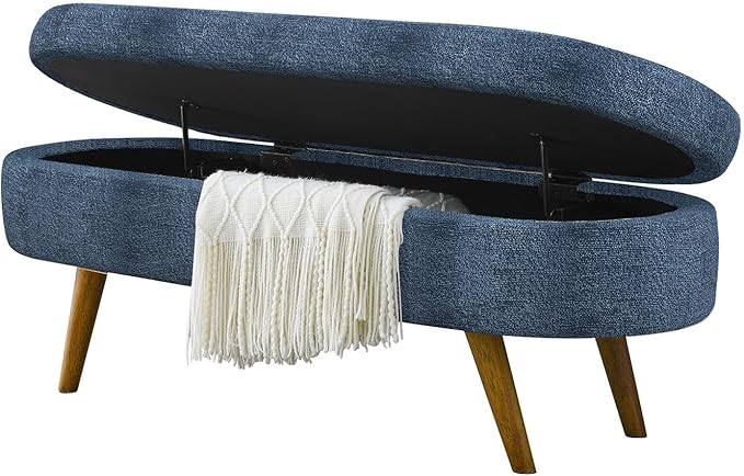NicBex Ottoman Bench with Storage for Bedroom, 43.5" Upholstered End of Bed Bench with Rubber Wood Legs, Linen Storage Bench for Living Room or Entryway,