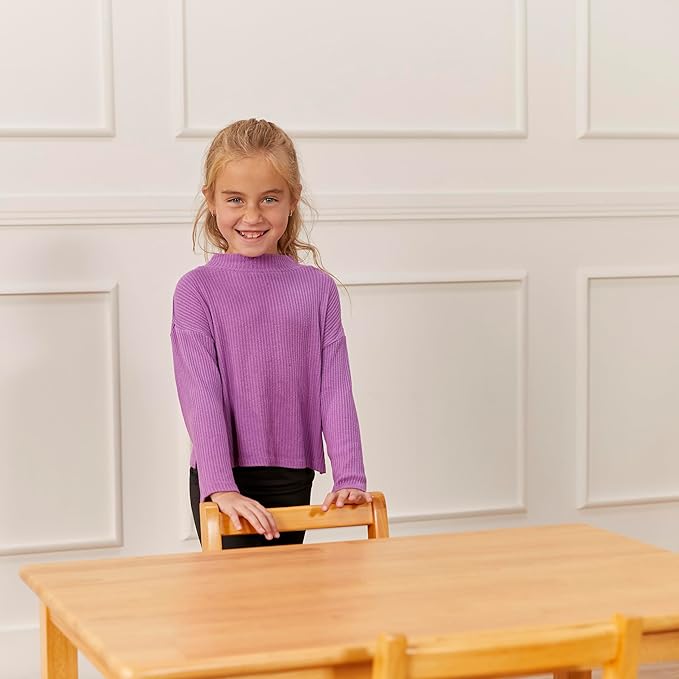 ECR4Kids 24in x 36in Rectangular Hardwood Table and Chair Set, 12in Seat Height, Kids Furniture, Honey