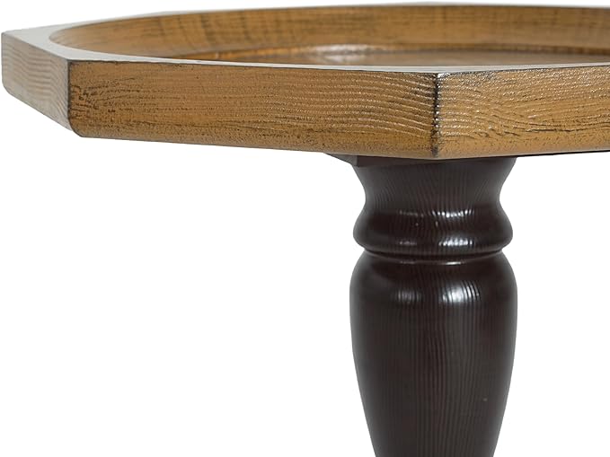 Christopher Knight Home Elizabeth 25" Small End Table with Spider Leg, Living Room Side Table, Accent Table with Lipped Tabletop, French Country Furniture, Wooden Small Coffee Table, Black + Natural