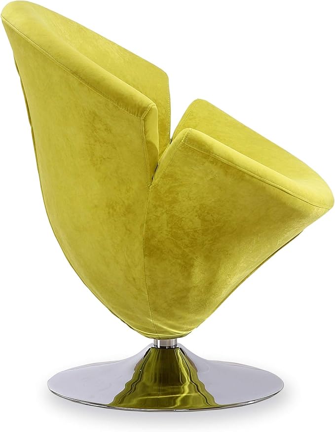 Manhattan Comfort Tulip Swivel Accent Chair Set of 2 with 360° Turn, Modern Flower Inspired Design, Soft Velvet Upholstery, Polished Chrome Base, No Assembly Required, 300 Lbs Capacity, Green