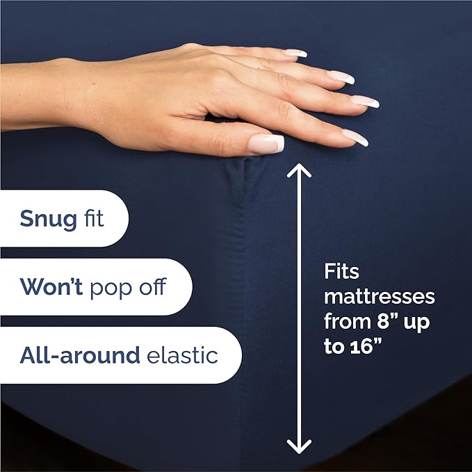King Size 4 Piece Sheet Set - Comfy Breathable & Cooling Bed Sheets Set - Hotel Luxury Bedding for Women, Men, Kids, Teens, Boys & Girls - Deep Pockets, Ultra-Soft, Wrinkle Free - Oeko-Tex - Navy Blue